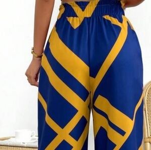 NWOT SHEIN  Geo Print Knot Front Wide Leg Pants